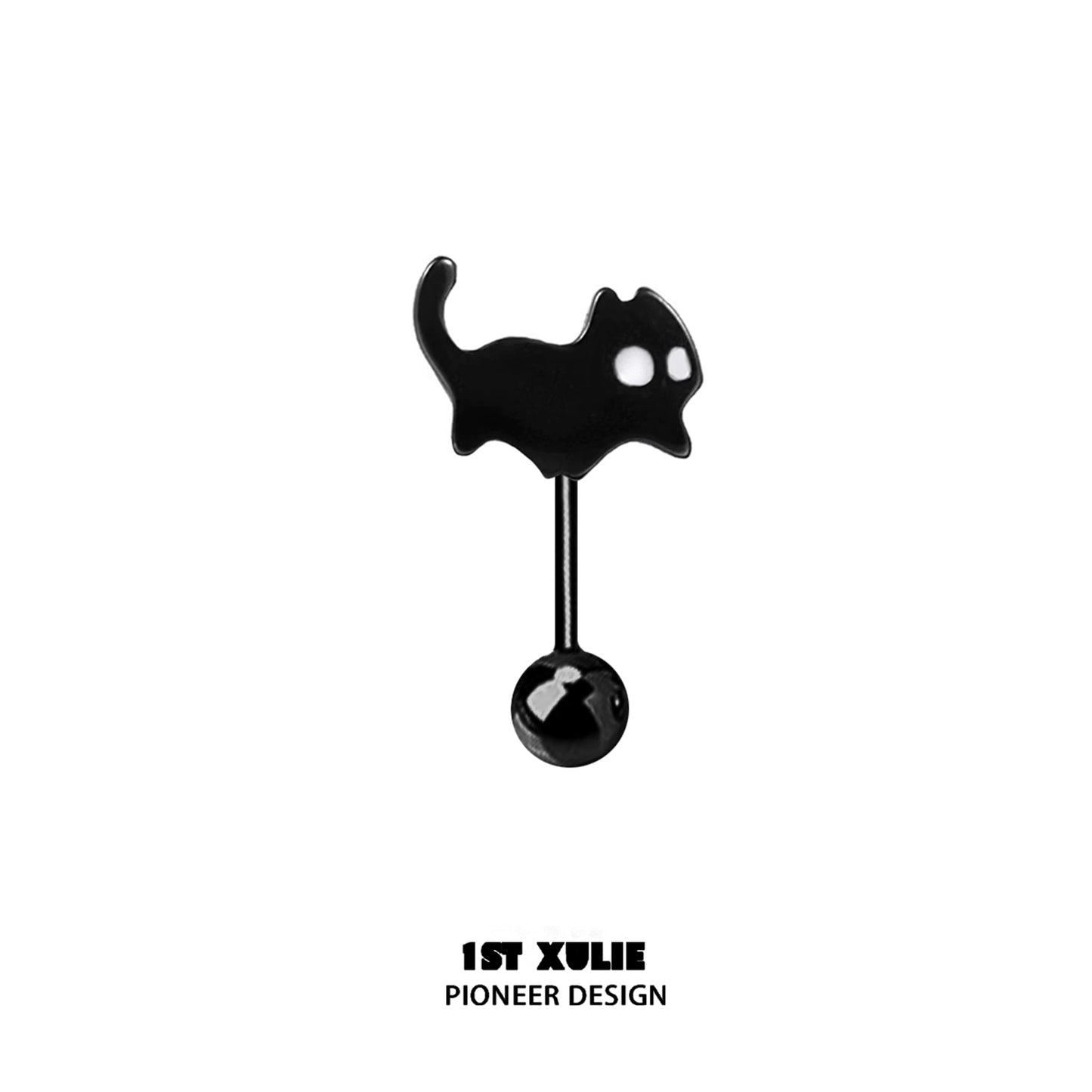 Black devil cat earrings with a playful cat design featuring glowing eyes for stylish accessories