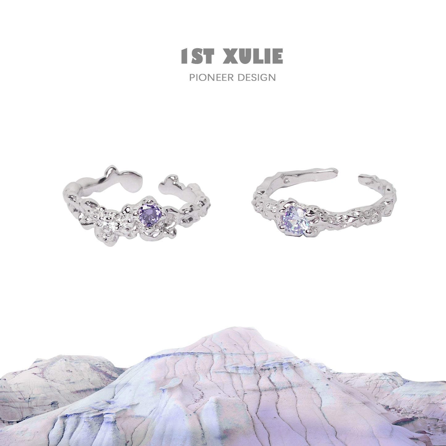 Elegant 1ST XULIE dream fairy purple zircon ring in a delicate design with intricate details