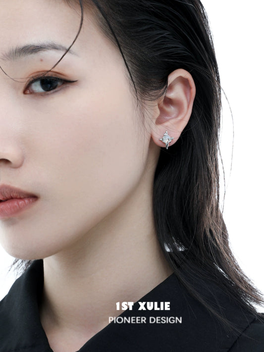 Elegant frozen star agate earrings showcased on a model for a chic look