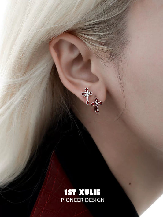 Gothic snake cross earrings featuring a unique design for edgy fashion lovers
