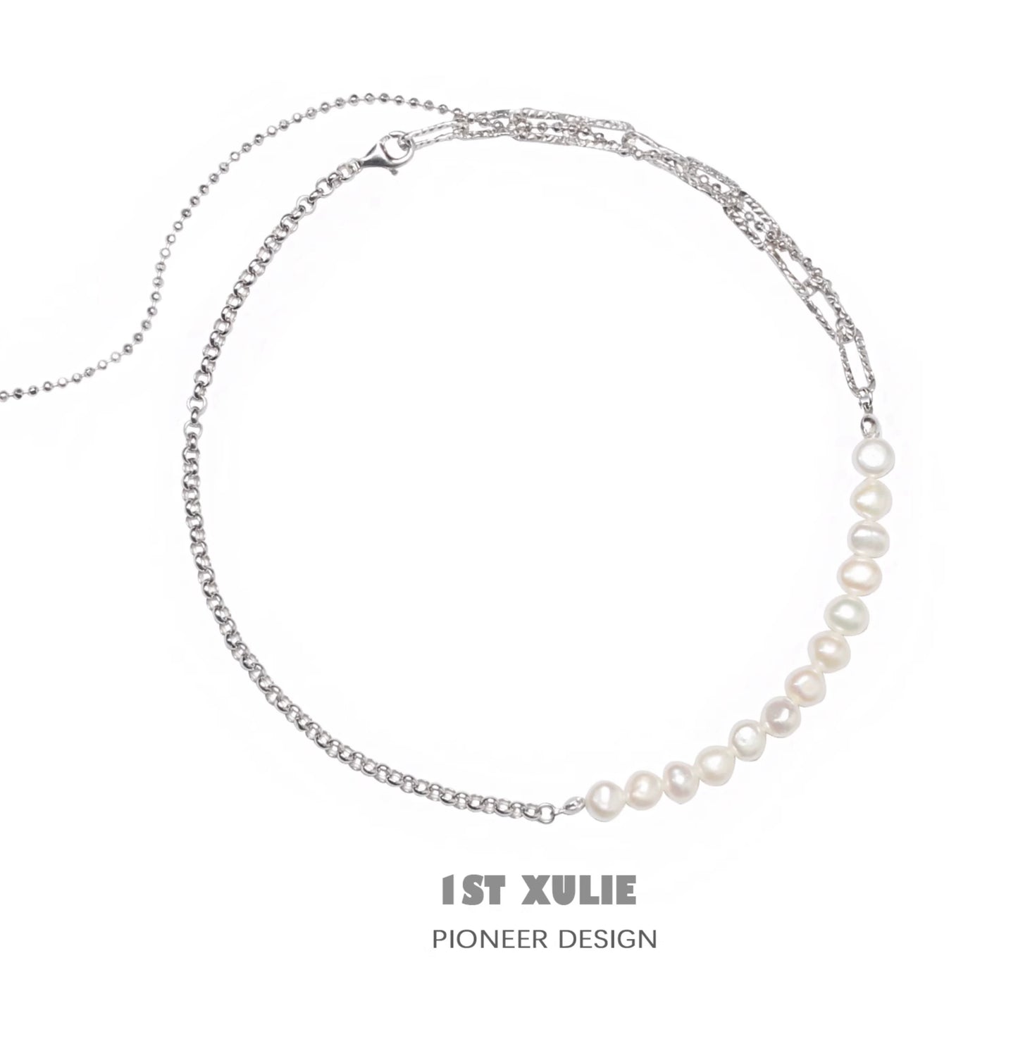 1ST XULIE Pearl Fringe Collarbone Chain Necklace with Elegant Pearl Detailing