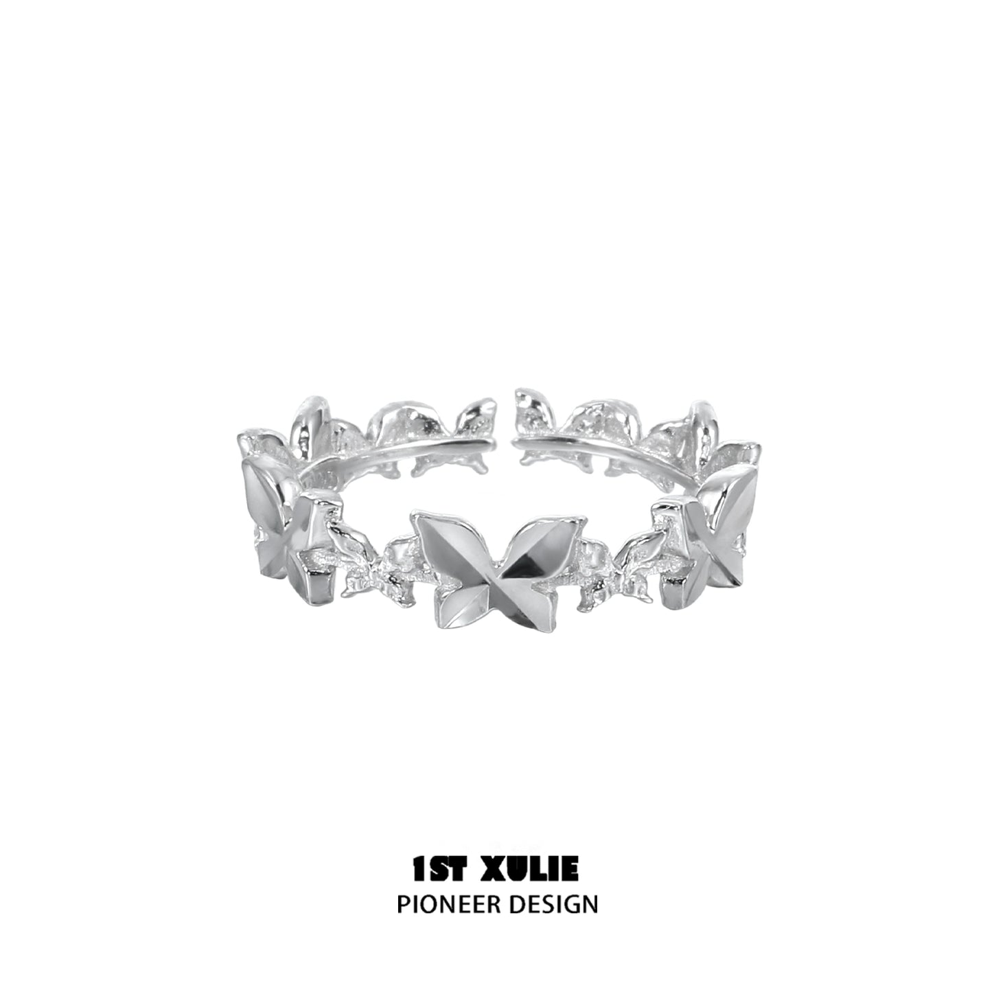 Punk butterfly silver ring featuring a unique butterfly design for a stylish look