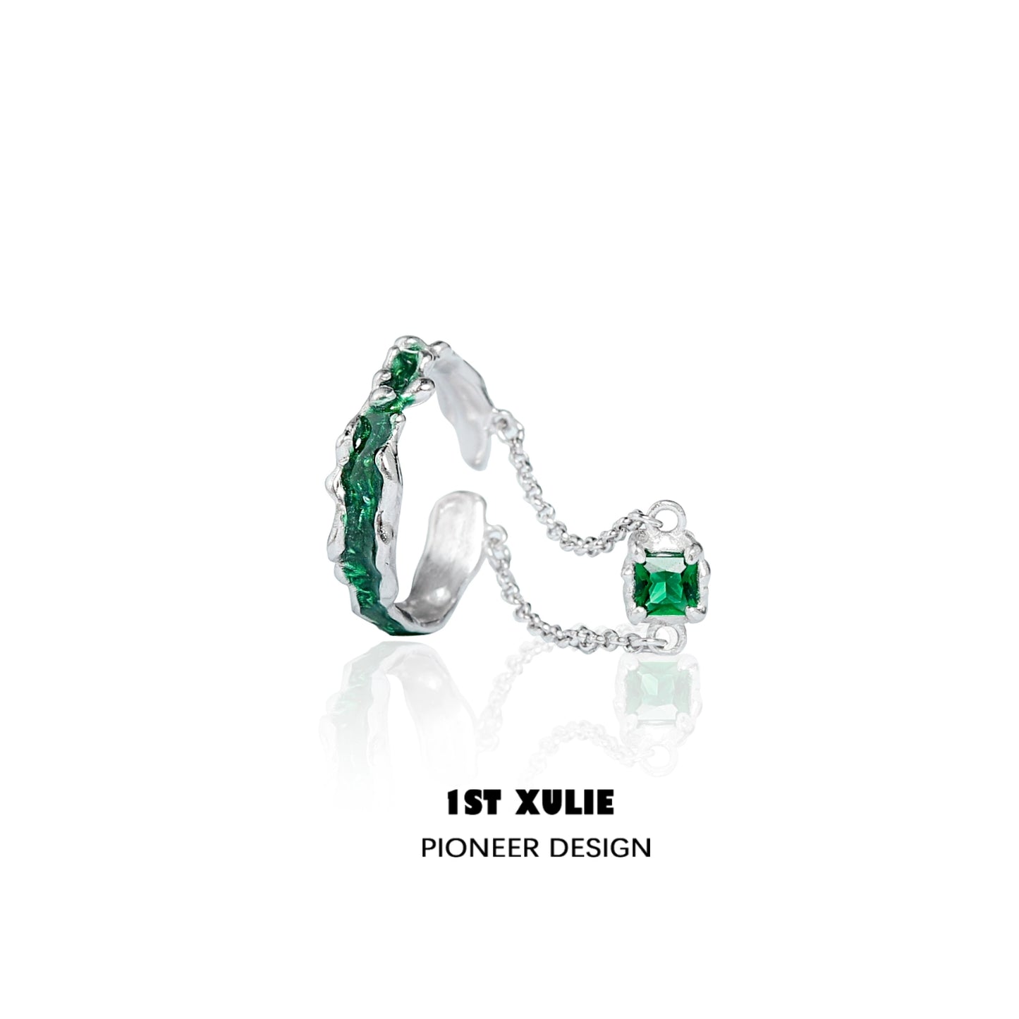 Slytherin inspired green snake ring with a sleek design and sparkling green accents