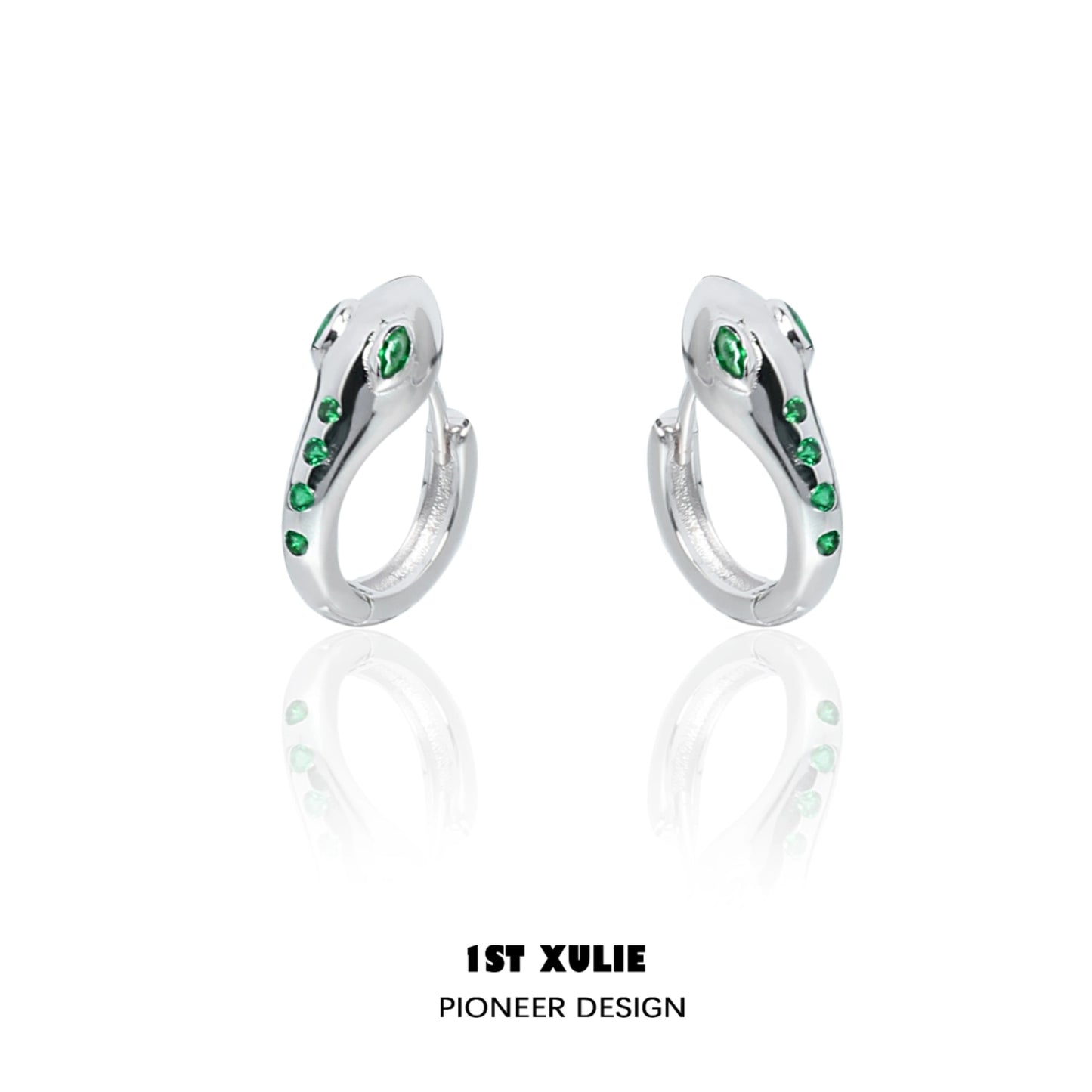 Slytherin snake earrings in silver with green accents for a stylish look