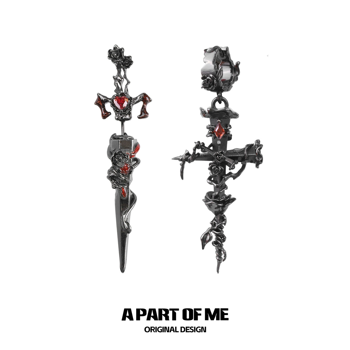 Rose Sword Piercing Earrings