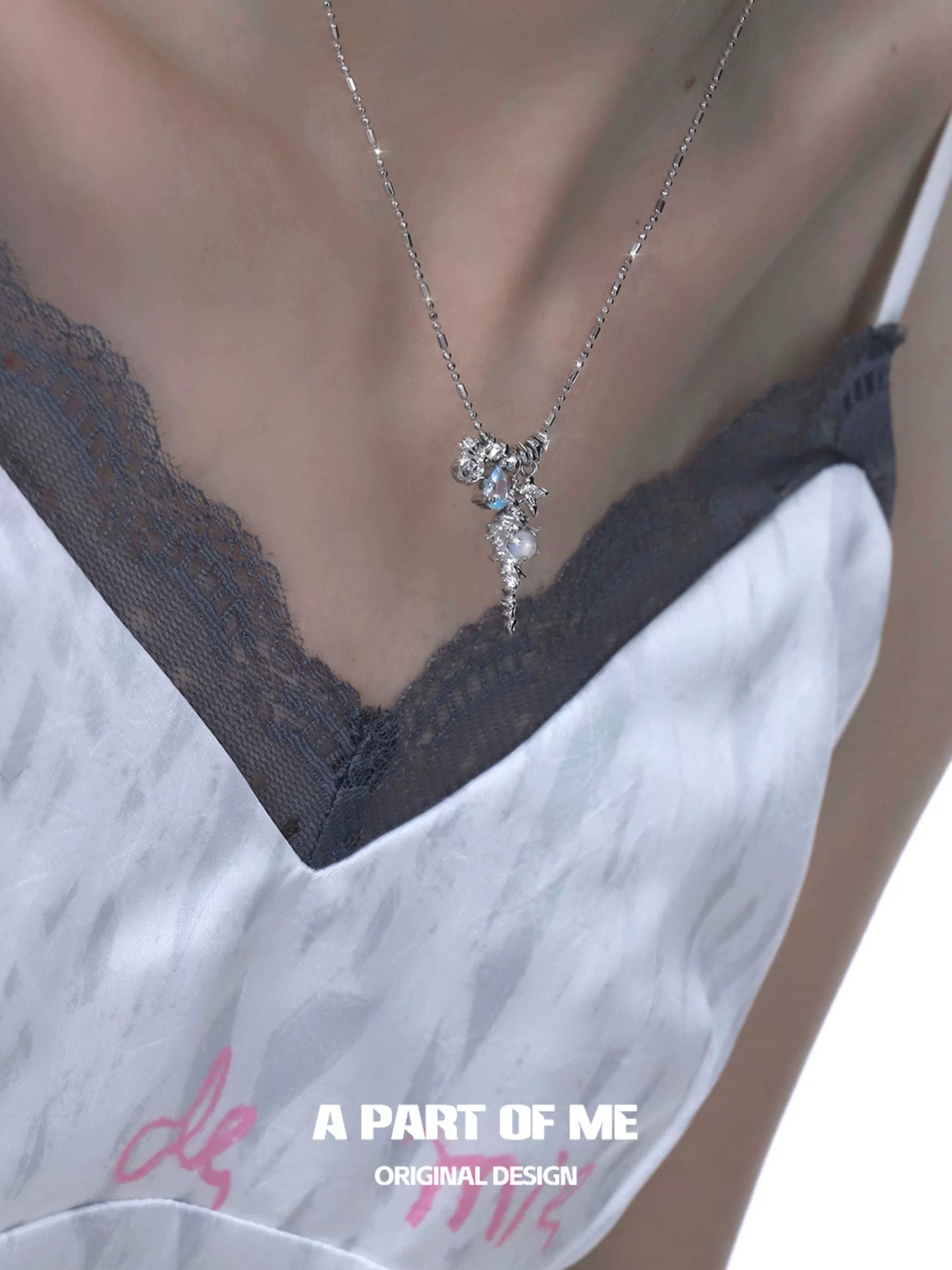 Elegant sea whisper agate necklace showcased on a delicate neckline for a sophisticated look