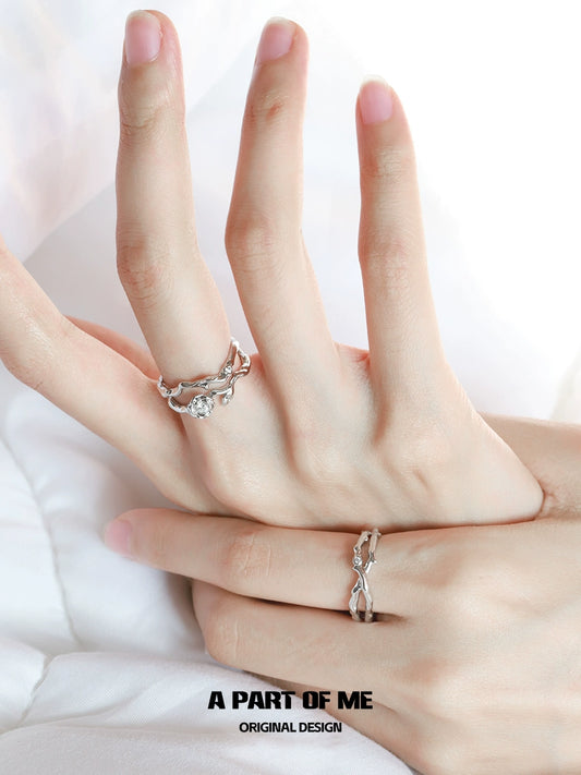A PART OF ME thorned rose silver ring displayed on elegant fingers for a stylish look