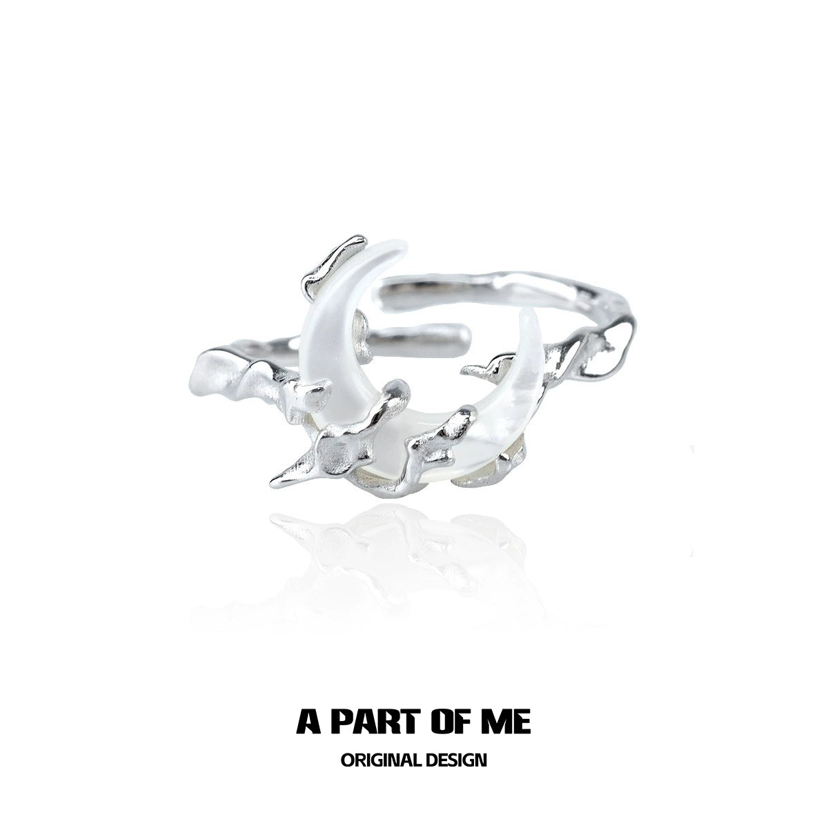 Bone orchid moon ring by A PART OF ME featuring a unique and elegant design in silver