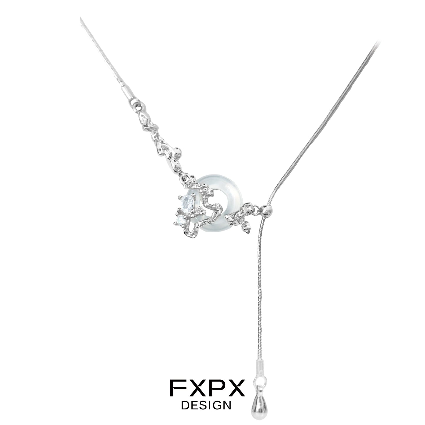 Elegant FXPX celestial eclipse agate necklace with a unique design and adjustable length