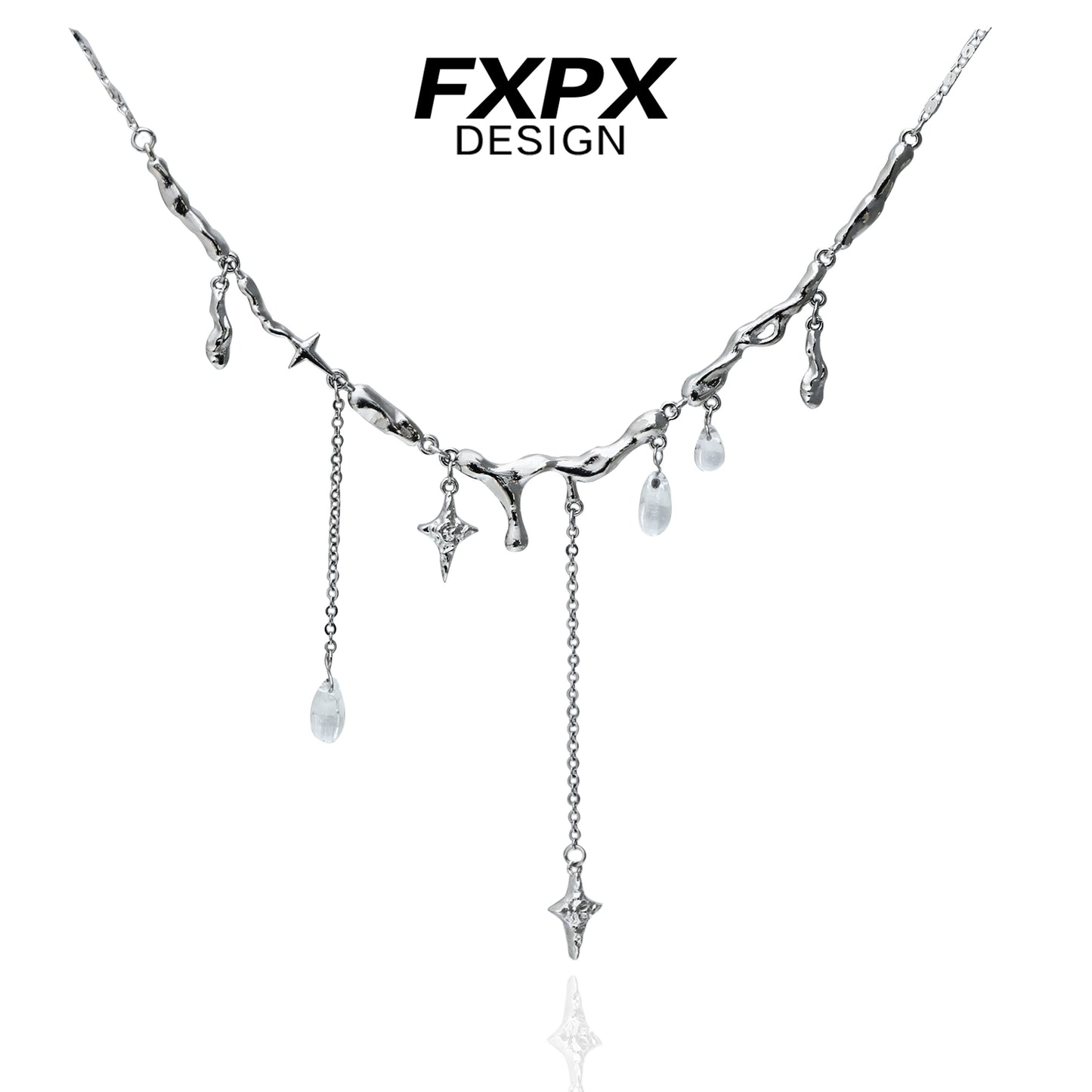 FXPX Galactic Meteor Tassel Necklace with Unique Dangles and Elegant Design