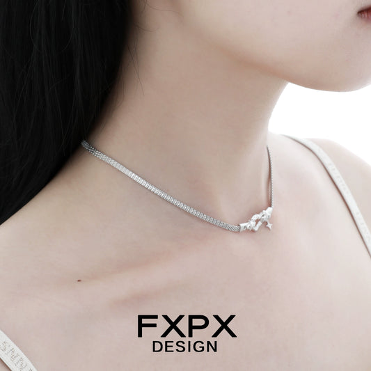 Elegant FXPX silver heart belt necklace designed for a trendy look and perfect for any outfit