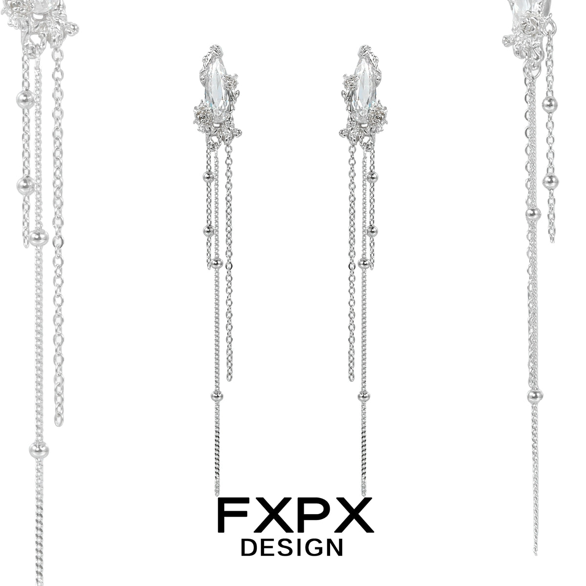 Y2K silver tassel earrings featuring delicate chains and sparkling accents for a trendy look