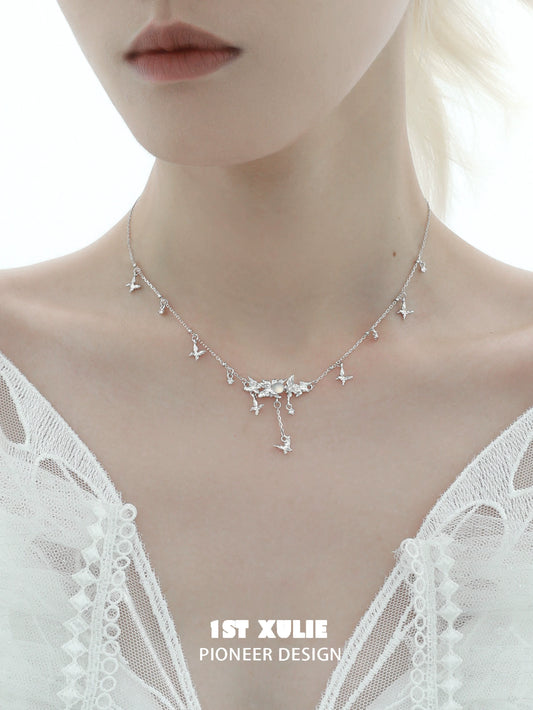 Mint butterfly necklace from 1STXULIE featuring delicate silver butterfly charms for a chic look