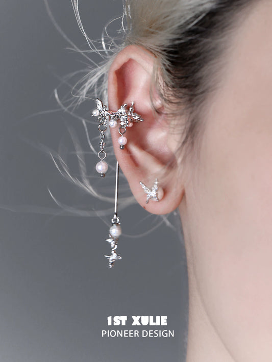 Elegant mystic butterfly ear clips with pearl accents and a unique design by 1ST XULIE