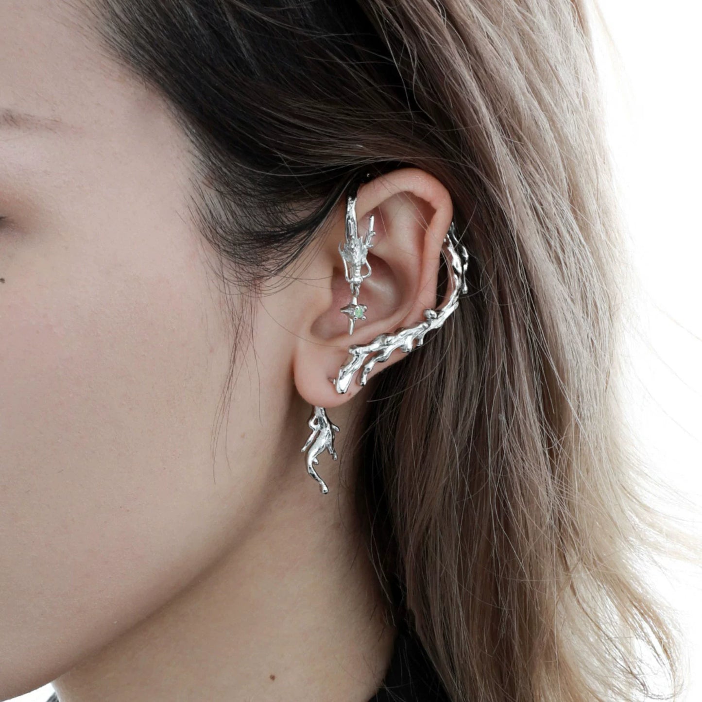 Silver Mystic Dragon Ear Studs with Unique Design for a Bold Fashion Statement