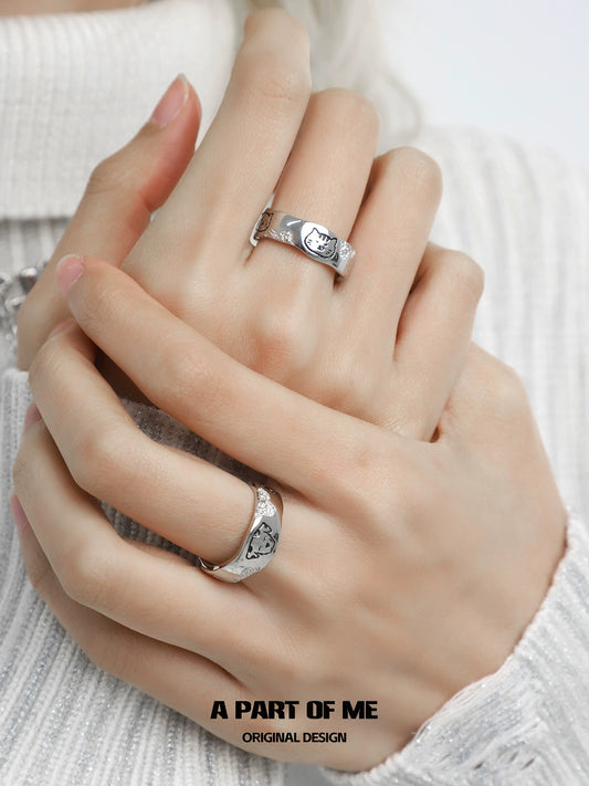 Stylish silver pet couple rings featuring unique designs for pet lovers