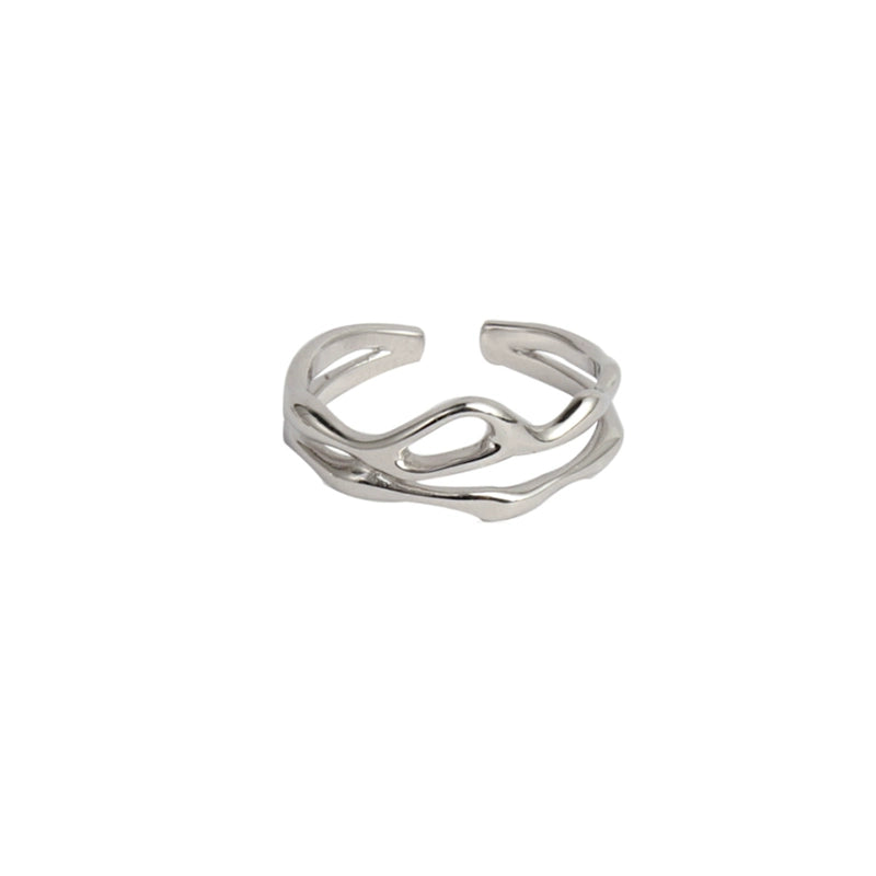 Minimalist silver line art ring featuring a unique wavy design for modern accessories