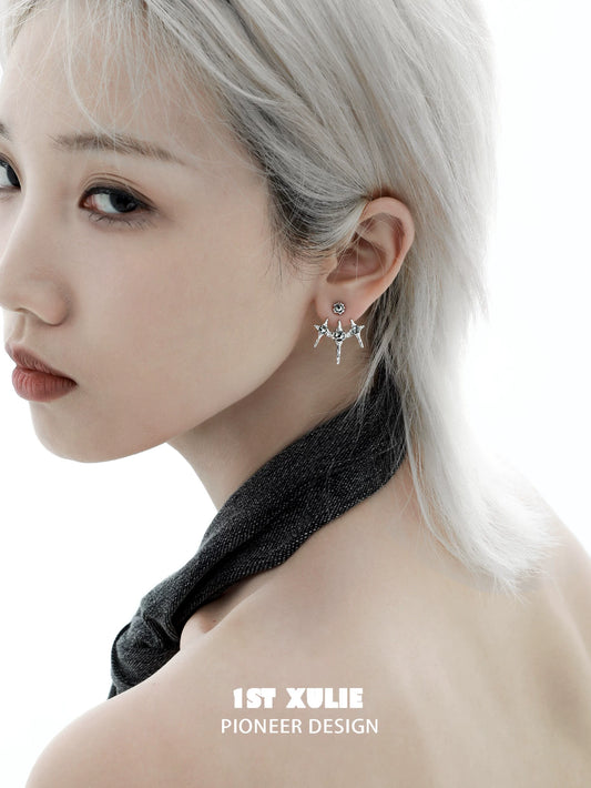 Punk square removable earrings designed by 1ST XULIE featuring a unique edgy style