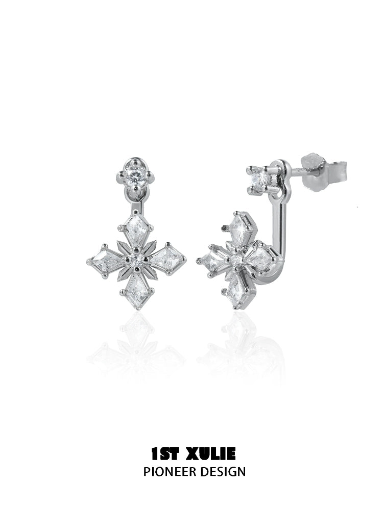 Elegant silver star earrings with sparkling gemstones in a chic design for stylish outfits