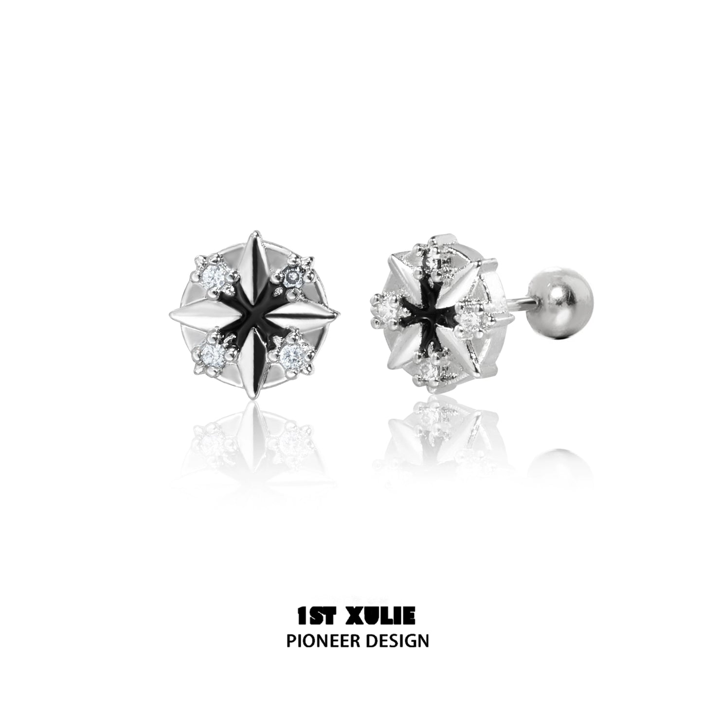 Stylish Y2K star earrings with silver finish and sparkling stones for a trendy look