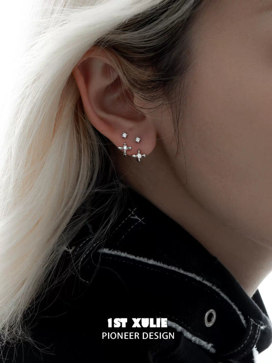 Elegant zircon ear studs for women in silver design, perfect for everyday wear and special occasions