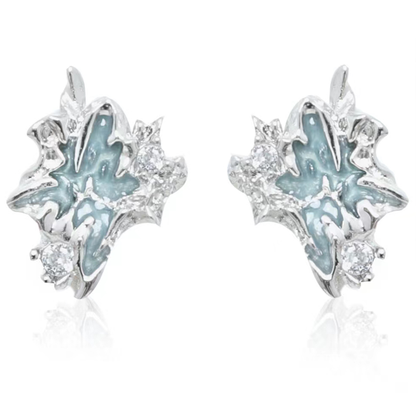 Elegant 1STXULIE Arctic Sea Breeze Earrings with Sparkling Accents and Unique Leaf Design