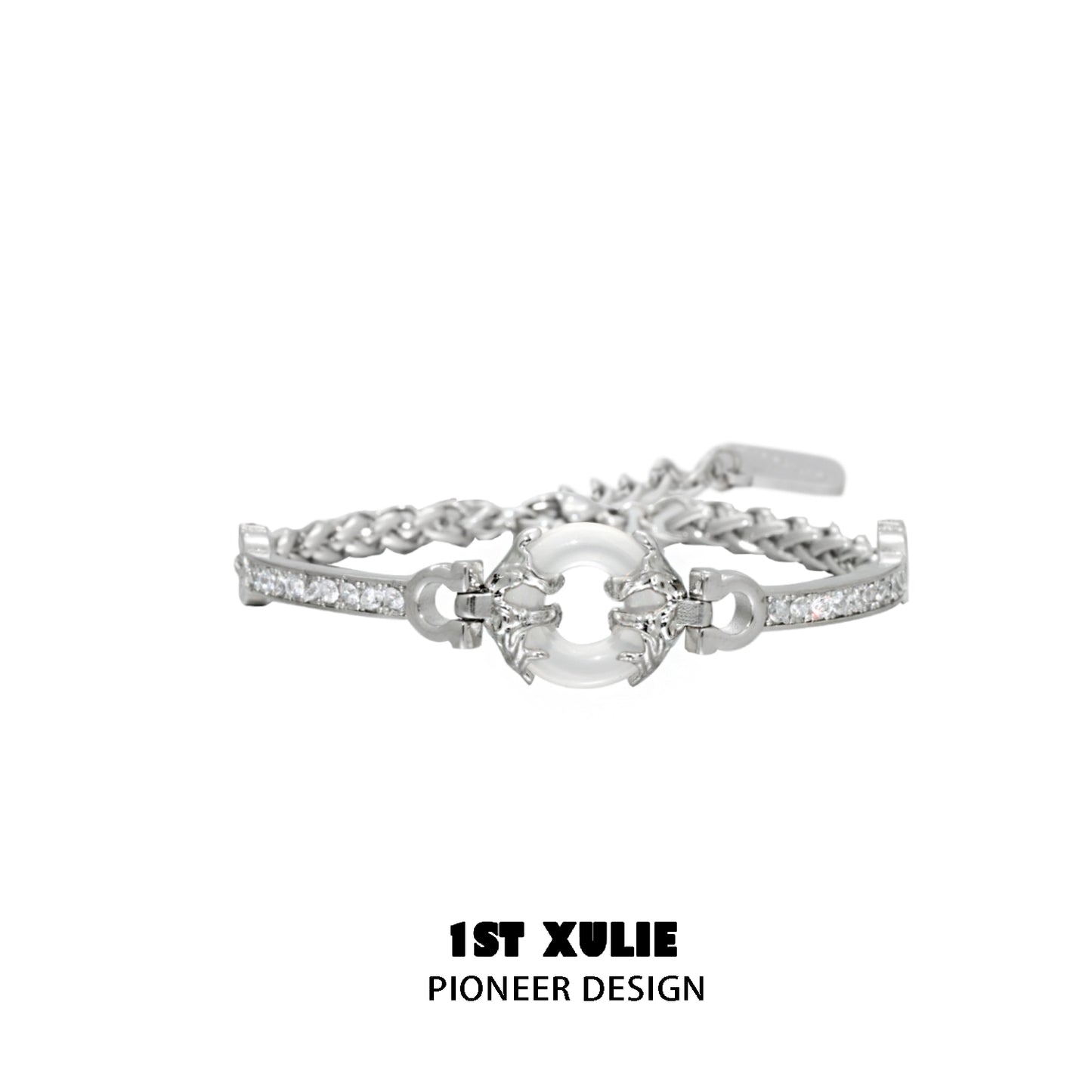 Elegant 1STXULIE black and white couple bracelet with sparkling accents and a unique design