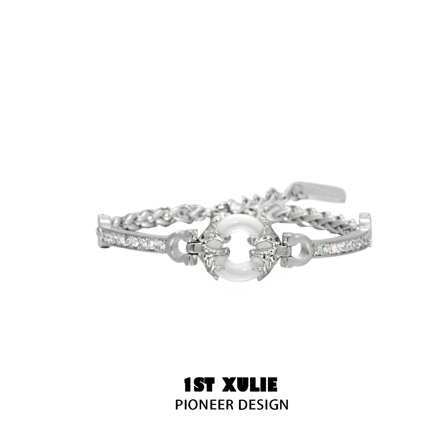 Elegant 1STXULIE black and white couple bracelet with sparkling accents and a unique design