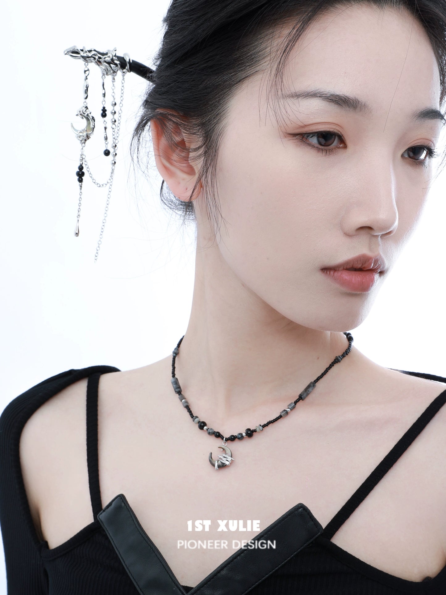 Elegant black moon agate necklace featuring polished stones for a chic look