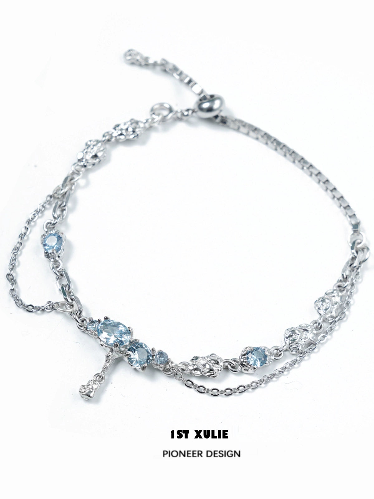 Elegant silver bracelet with blue moonstone accents for stylish accessory lovers