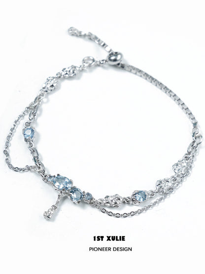 Elegant silver bracelet with blue moonstone accents for stylish accessory lovers