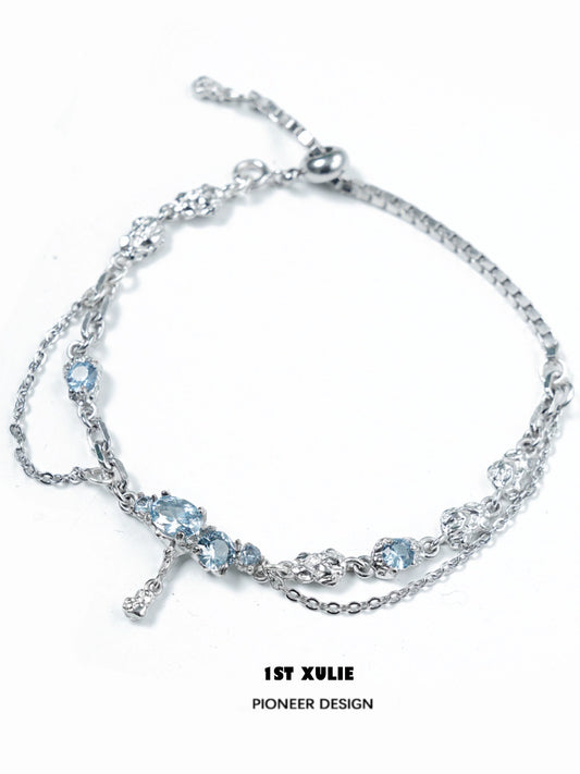 Elegant silver bracelet with blue moonstone accents for stylish accessory lovers