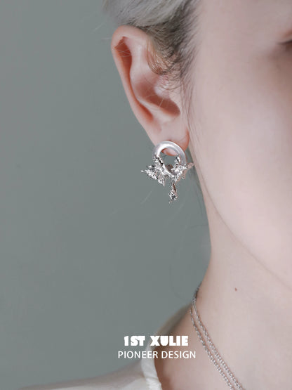 Elegant butterfly chalcedony earrings adorned with silver accents, perfect for any occasion