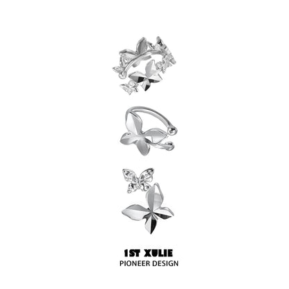 Butterfly silver ear cuff featuring elegant design with sparkling accents for stylish looks