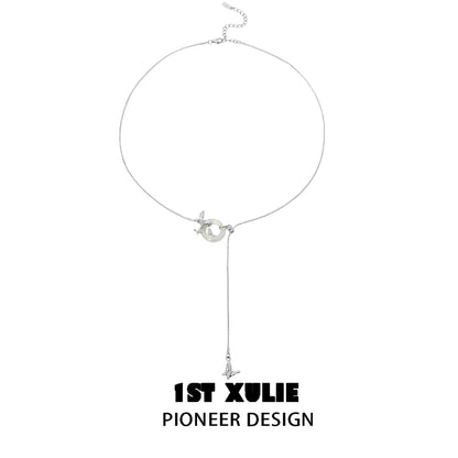 1ST XULIE Chalcedony Butterfly Necklace in Silver with Delicate Design for Elegant Accessories