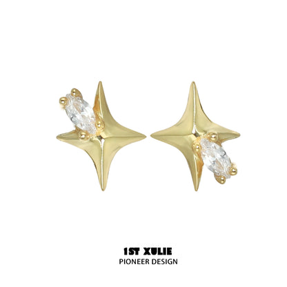 Cosmic star earrings in gold featuring sparkling crystals for a stylish look