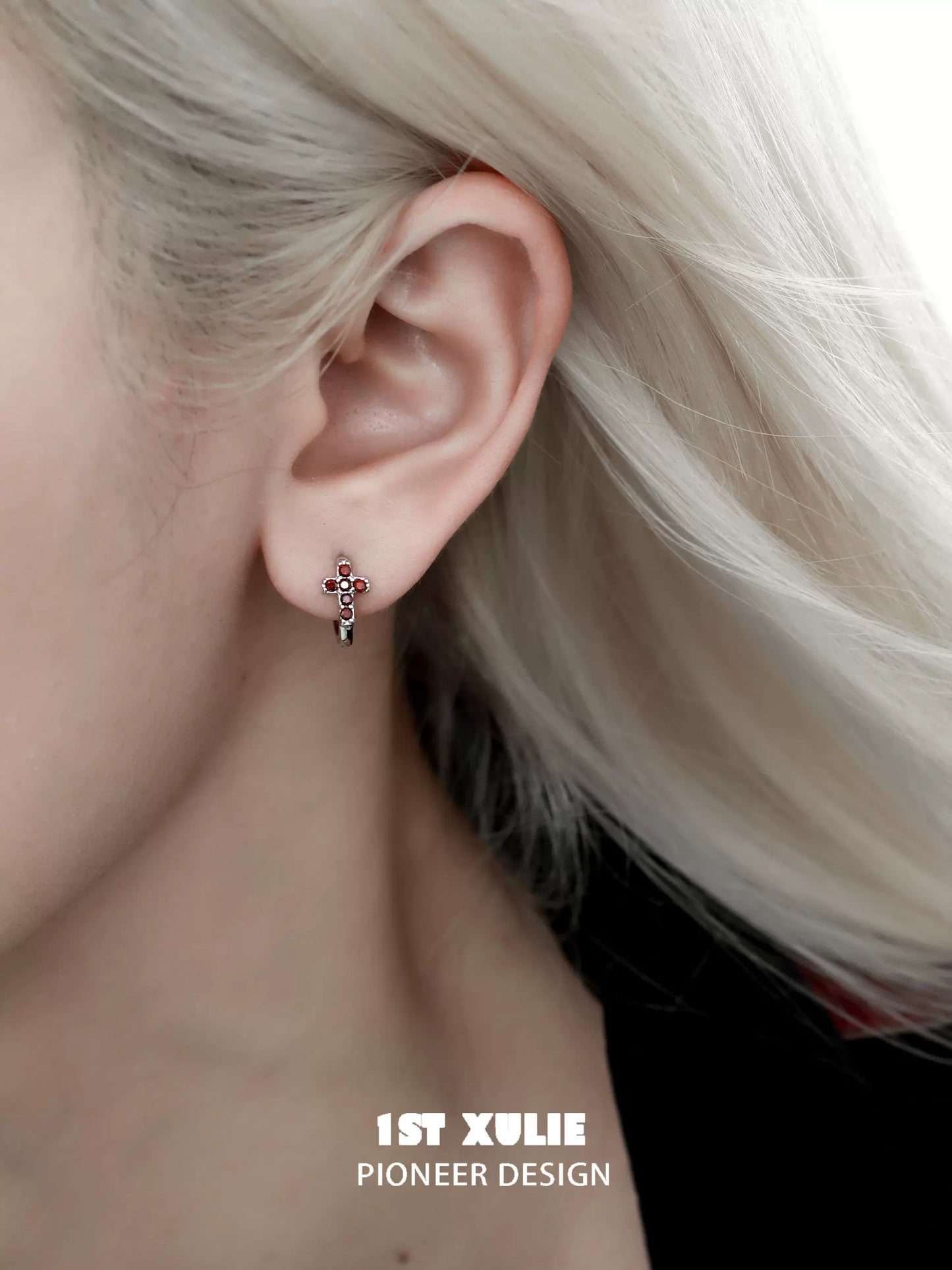 Elegant crimson cross gothic earrings designed for a stylish and edgy look