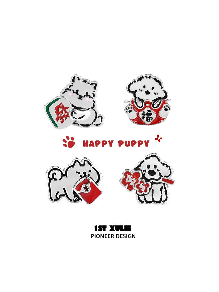 Cute puppy ear studs featuring adorable dog designs in playful colors by 1ST XULIE