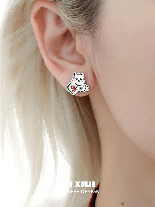 Cute puppy ear studs featuring a playful design for dog lovers and stylish accessory wearers