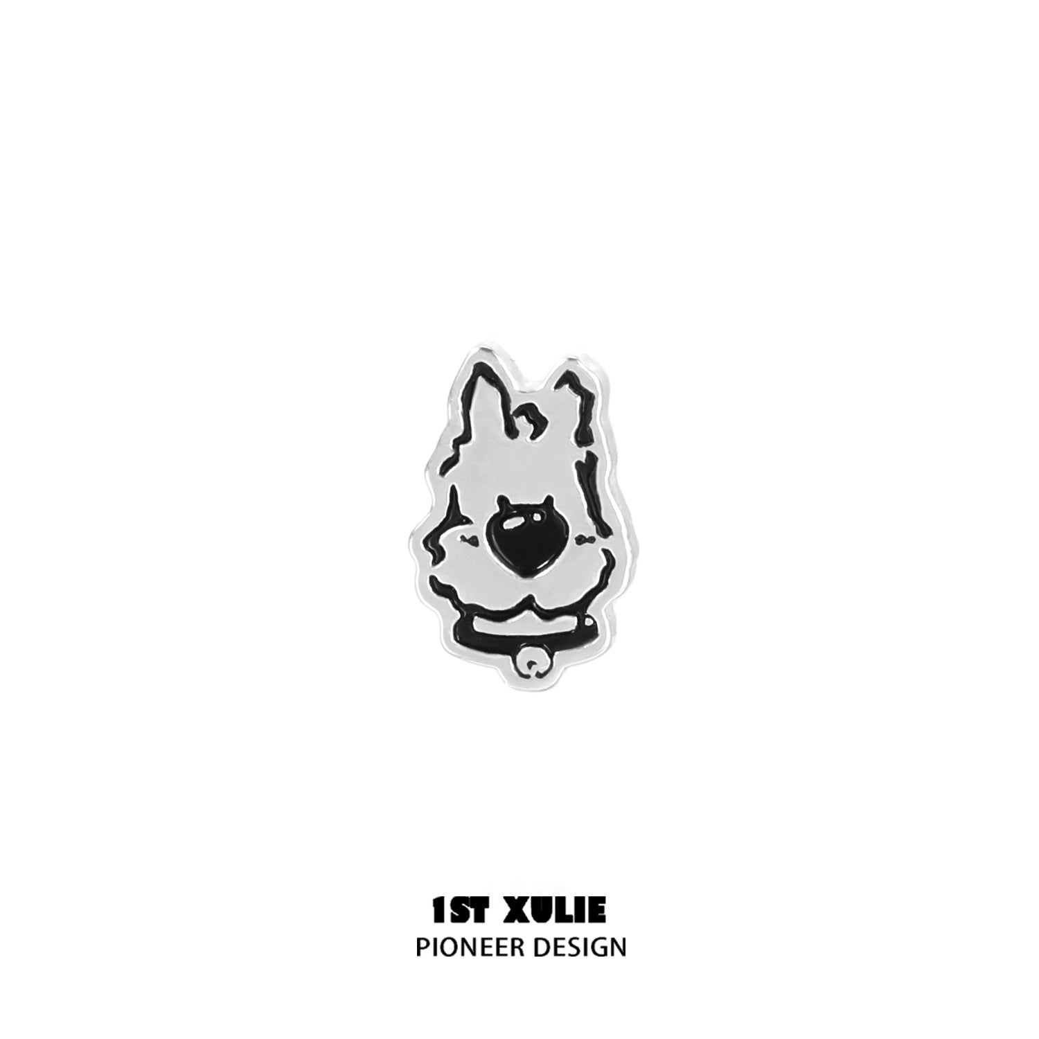 Cute puppy earrings featuring an adorable dog design in black and white by 1STXULIE