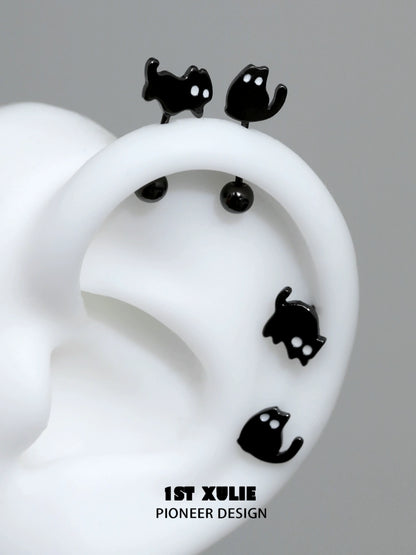 Unique devil cat earrings featuring playful black cat designs for stylish accessory lovers