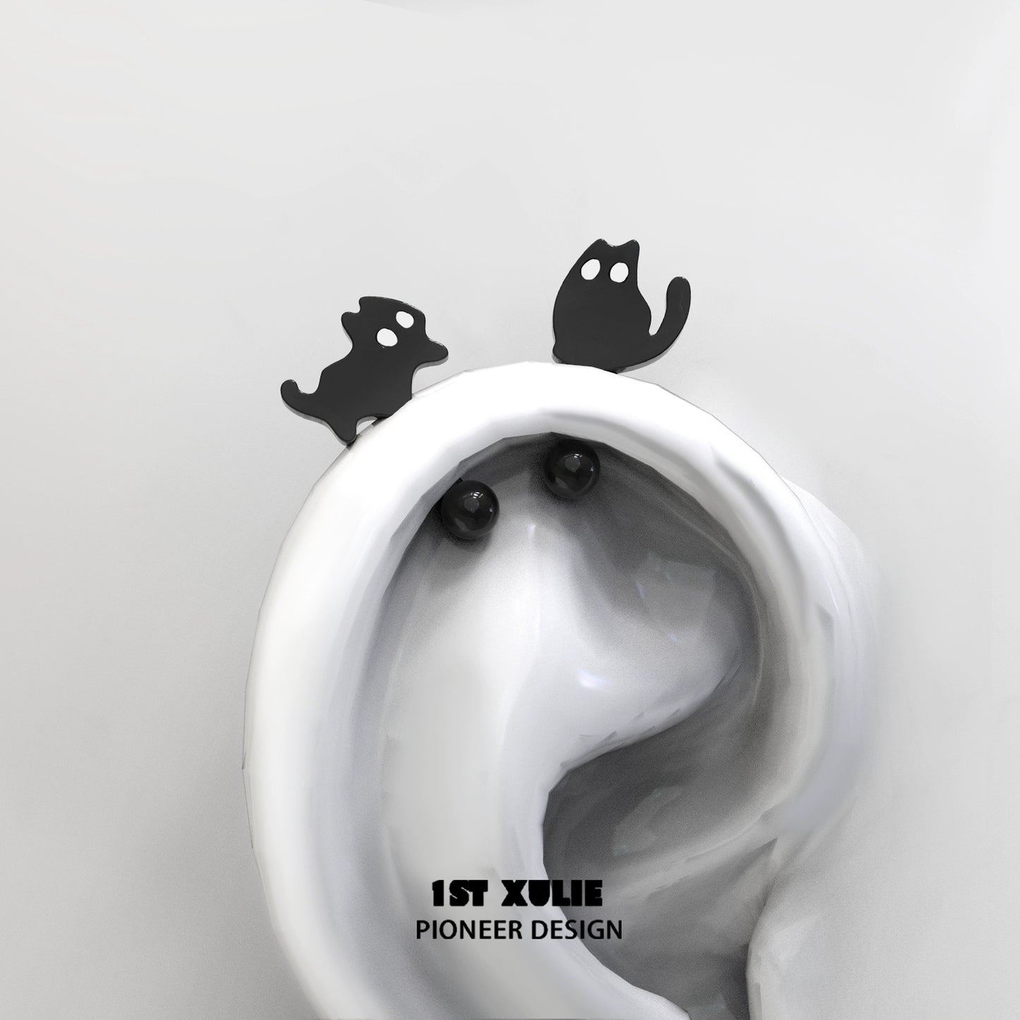 Devil cat earrings by 1STXULIE featuring playful black cat designs with unique ear shapes