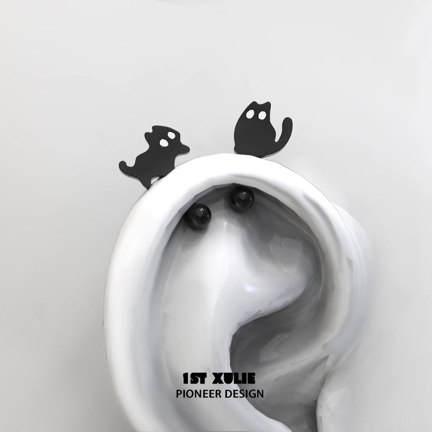 Devil cat earrings by 1STXULIE featuring playful black cat designs with unique ear shapes