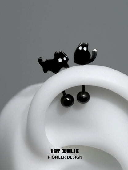 Cute devil cat earrings by 1STXULIE with black cat design and playful features for animal lovers