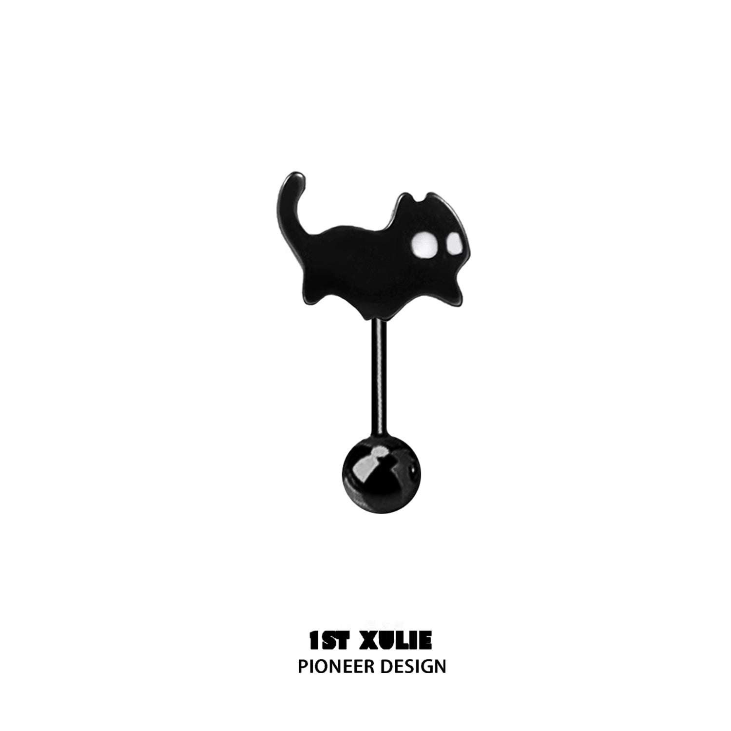 Black devil cat earrings with a playful cat design featuring glowing eyes for stylish accessories