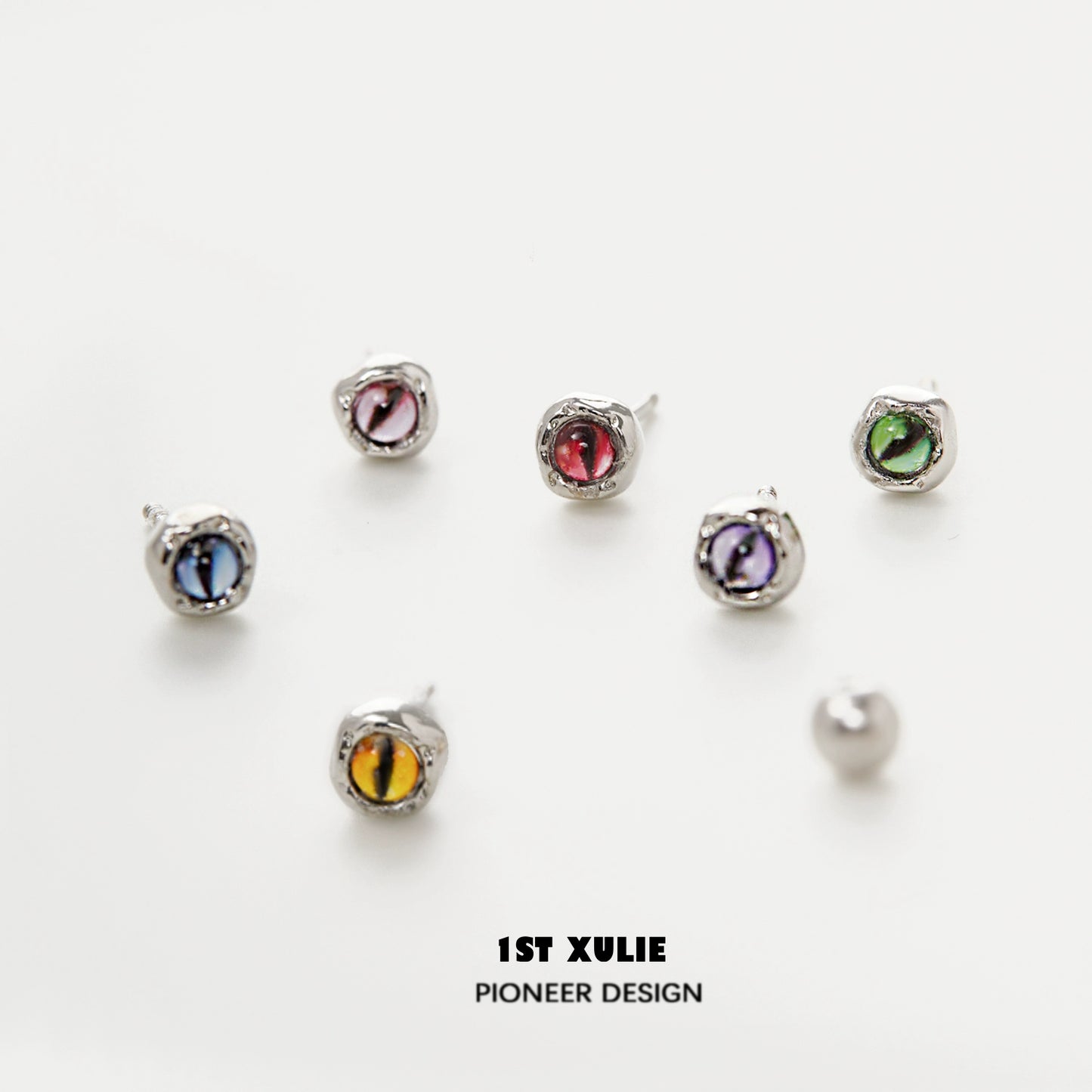Colorful 1ST XULIE devil eye stud earrings in various shades for a stylish and unique accessory