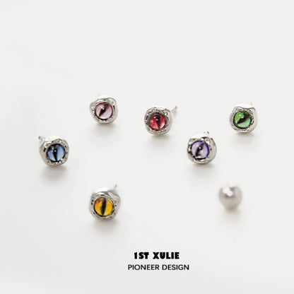 Colorful 1ST XULIE devil eye stud earrings in various shades for a stylish and unique accessory