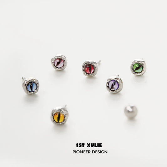 Colorful 1ST XULIE devil eye stud earrings in various shades for a stylish and unique accessory