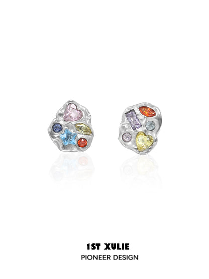 1ST XULIE dopamine earrings colorful studs with unique gemstone design for a vibrant look