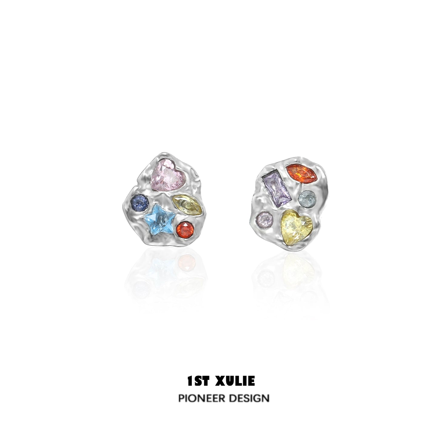 Dopamine earrings colorful studs with unique gem shapes for a lively accessory look